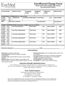 Eyemed Enrollment Form Fill Online Printable Fillable Blank PlanForms net