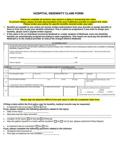FREE 10 Hospital Indemnity Claim Form Templates In PDF Free 
