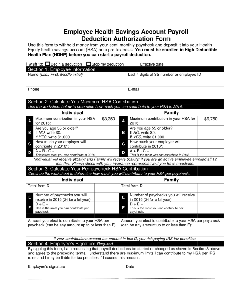 How To Create An Employee Health Payroll Deduction Form Download This 