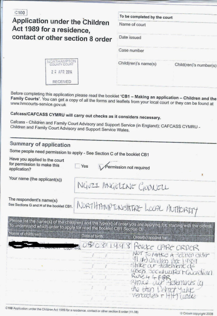Northampton Borough Council Family Law Case Number NN13P00882 Godwell 