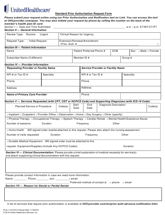 United Health Community Plan Prior Auth Form PlanForms