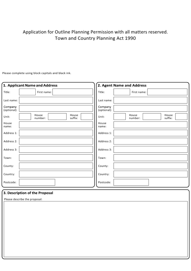 United Kingdom Application For Outline Planning Permission With All 
