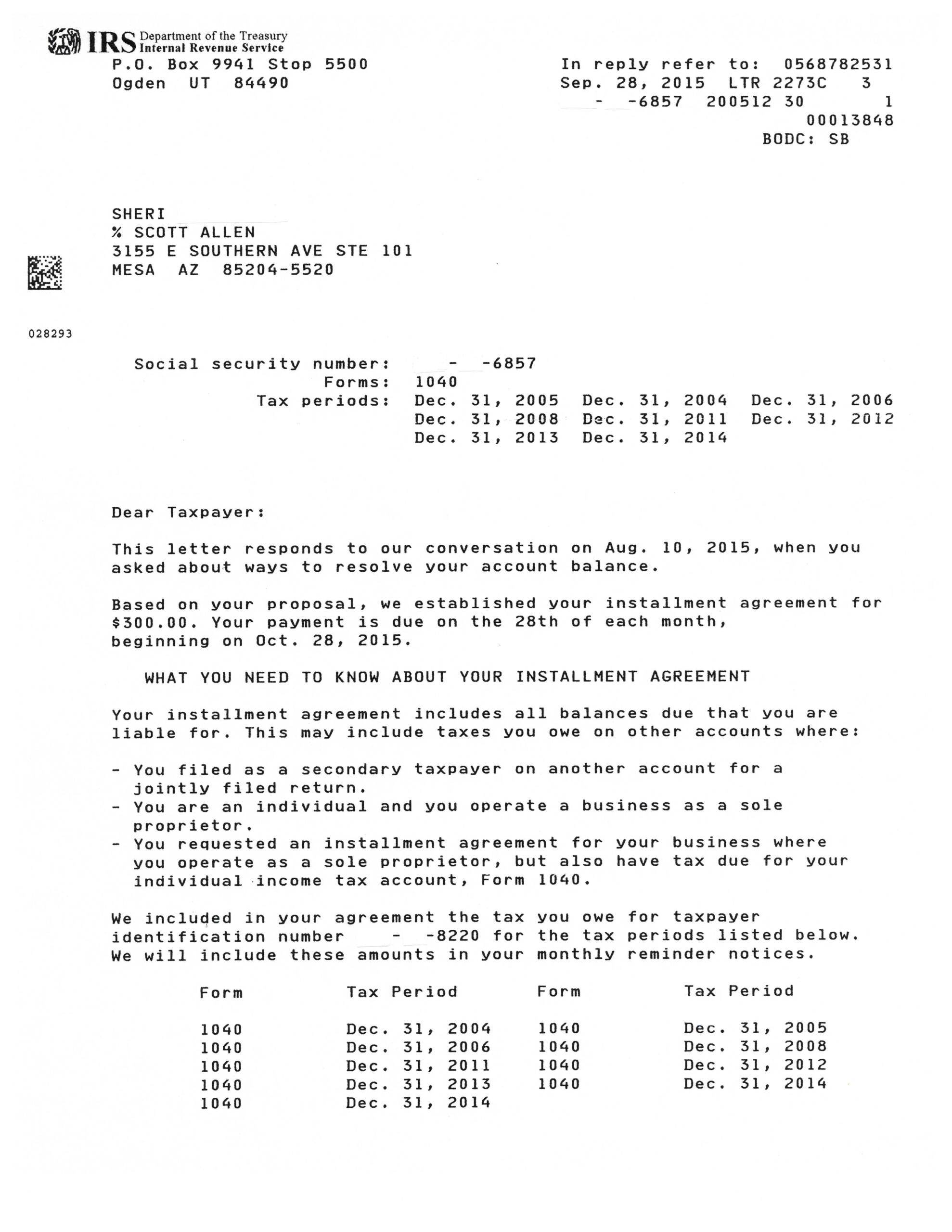 Address For Irs Payment Plan Luxury Pleted Irs Payment Plan In Gilbert