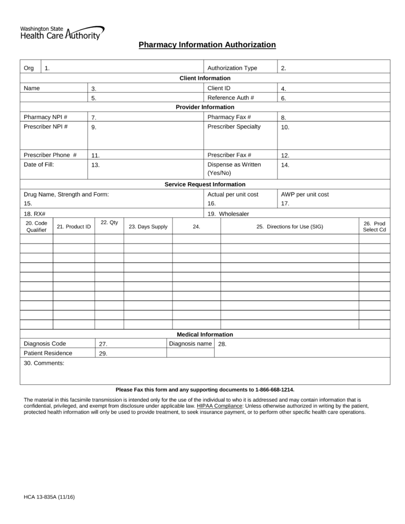 Free Washington Medicaid Prior Authorization Form PDF EForms