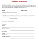 Individual Health Care Plan Allergies