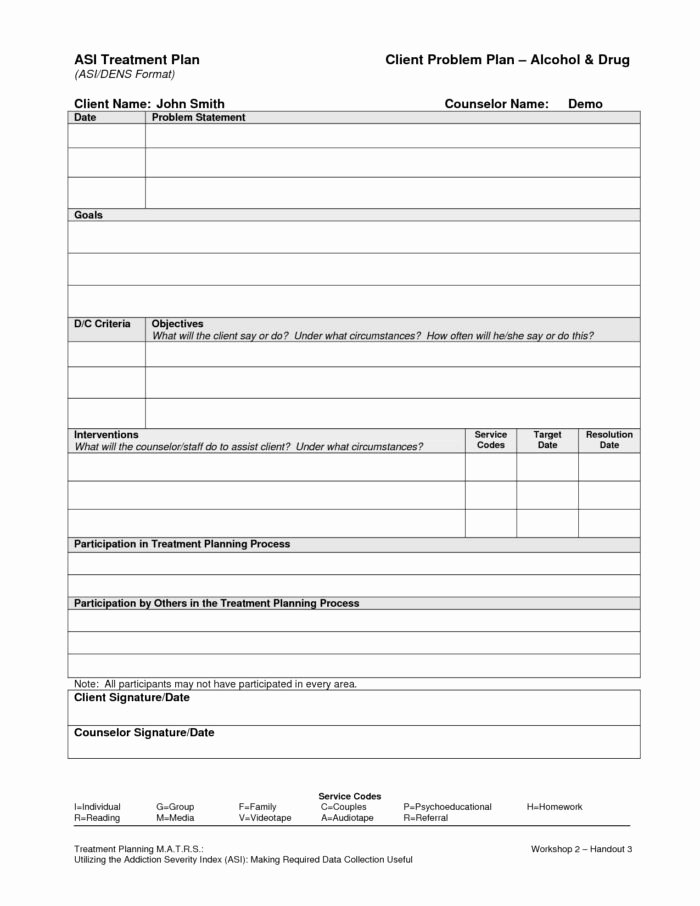 Mental Health Treatment Plan Template