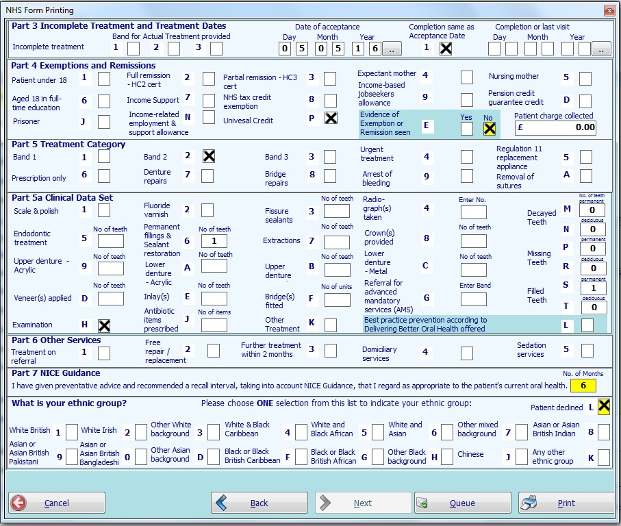 NHS Claim Form Shire Dental System Software For UK Dental Practices