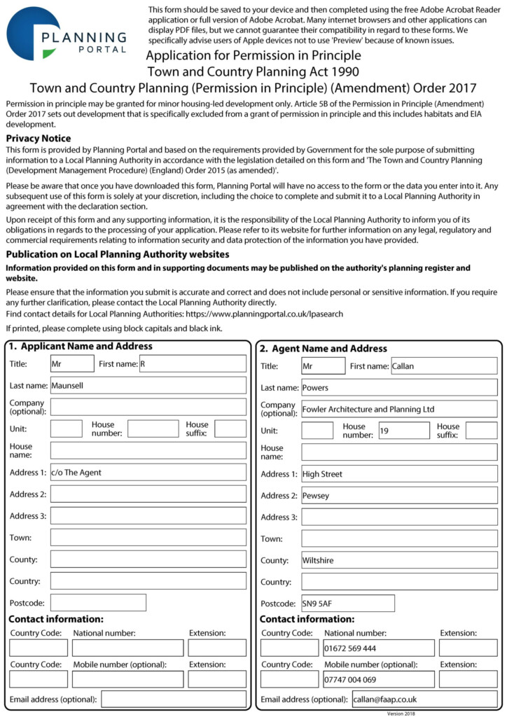 Planning Application Everleigh Road Fittleton Cum Haxton