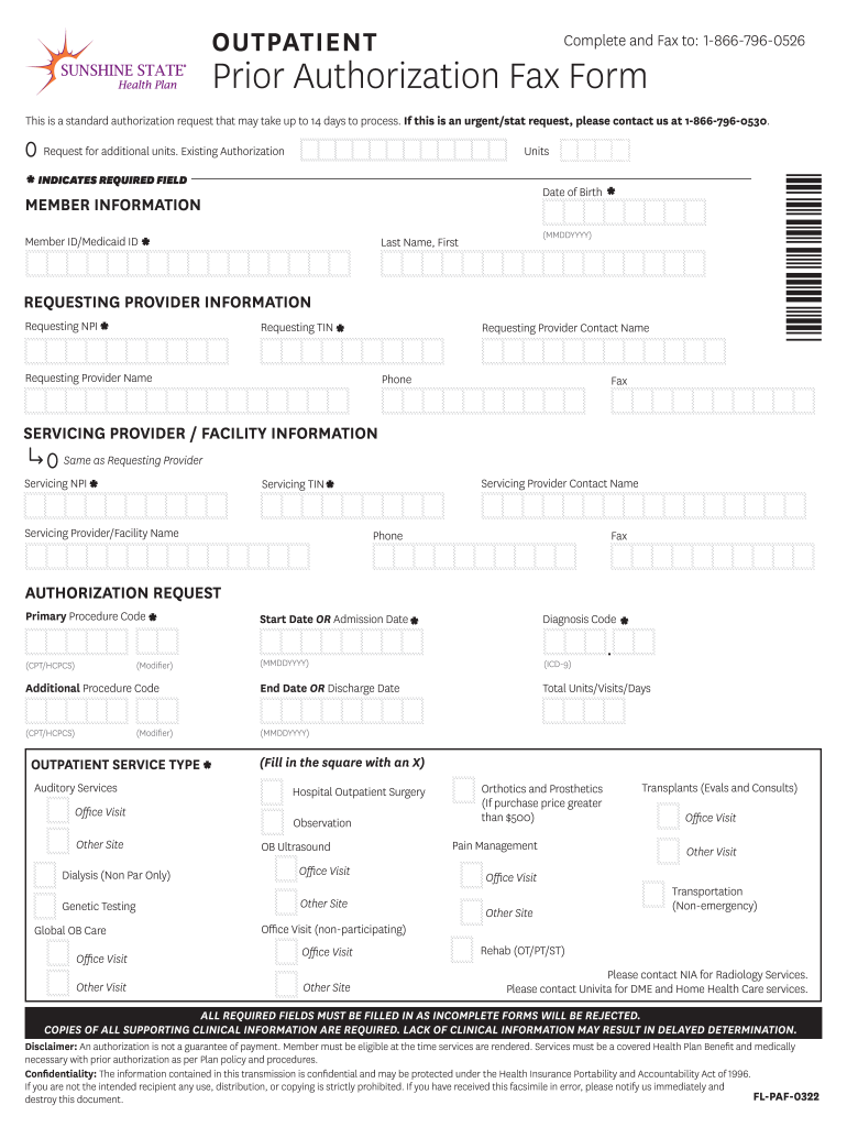 Sunshine State Helath Plan Medicaid Prior Authorization Form Fill Out Sunshine State Helath Plan Medicaid Prior Authorization Form Fill Out