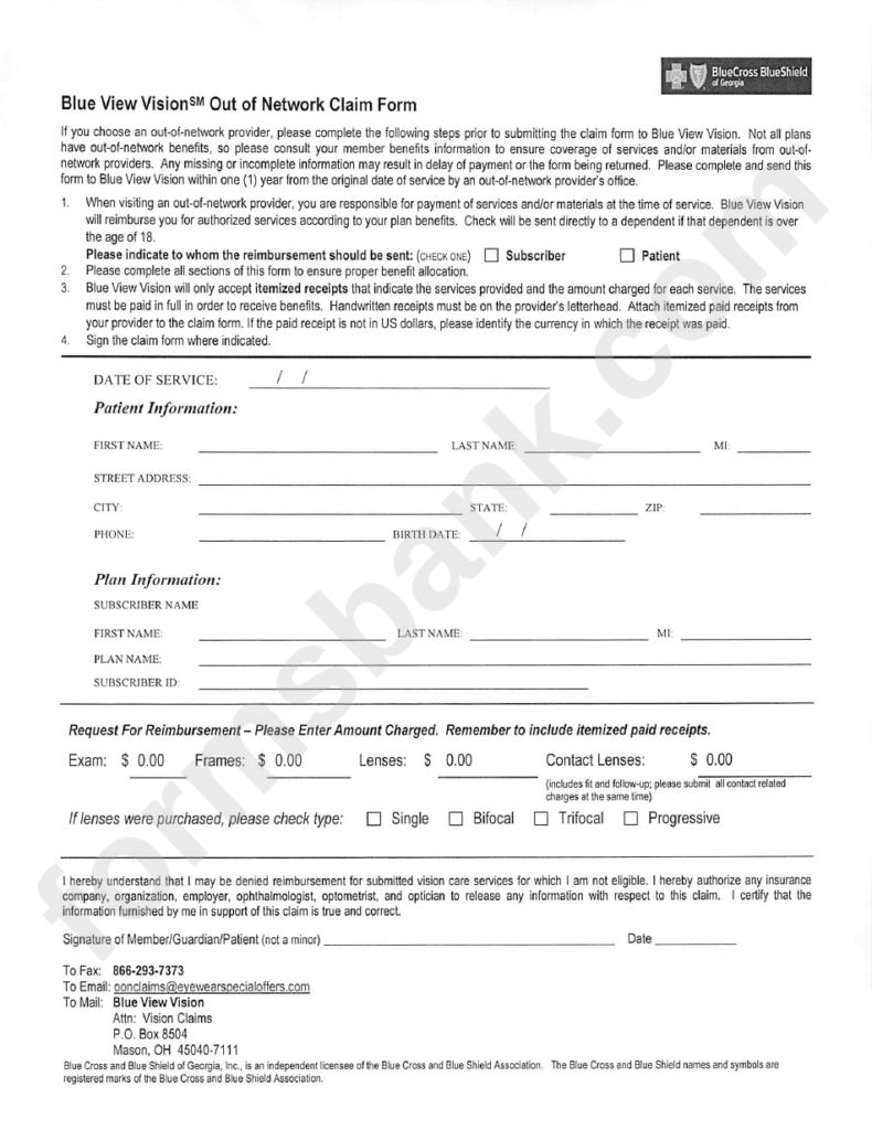 Vsp Out Of Network Claim Form 2014 Golddesignbuild