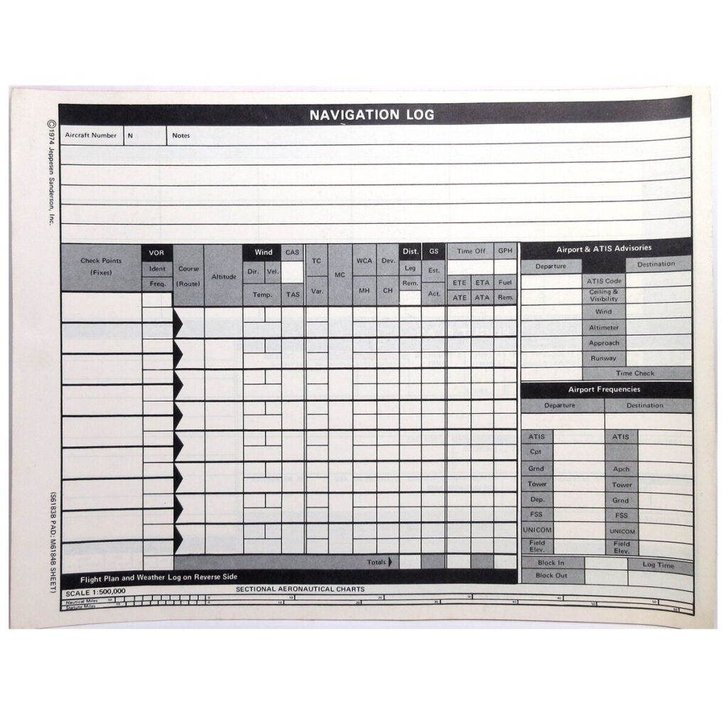 1974 Flight Navigation Log Form Sheet Jeppesen M6184B 12 Blanks EBay