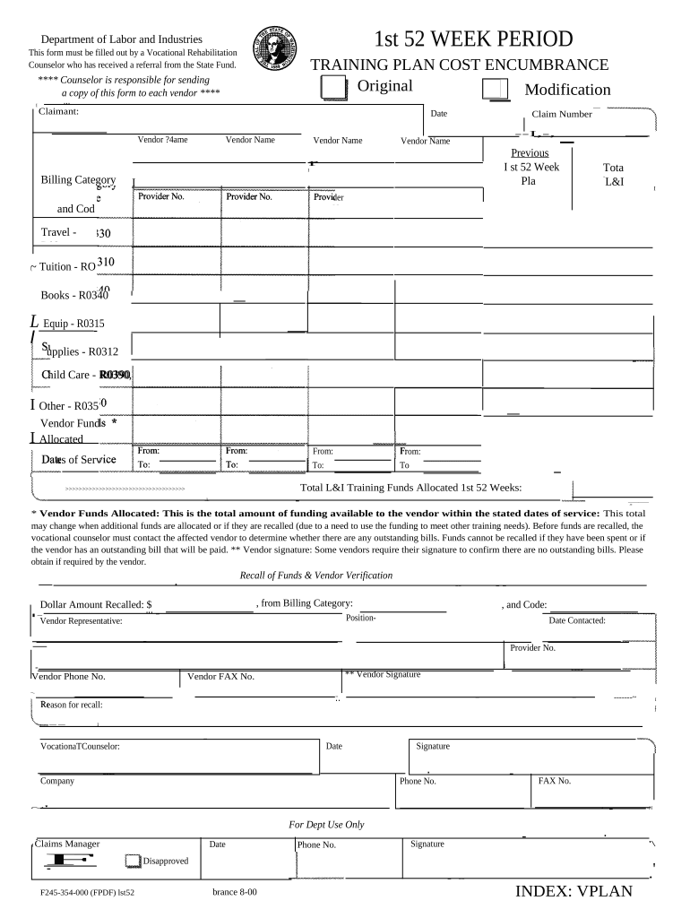 1st 52 Week Period Training Plan Cost Encumbrance Washington Form AirSlate SignNow