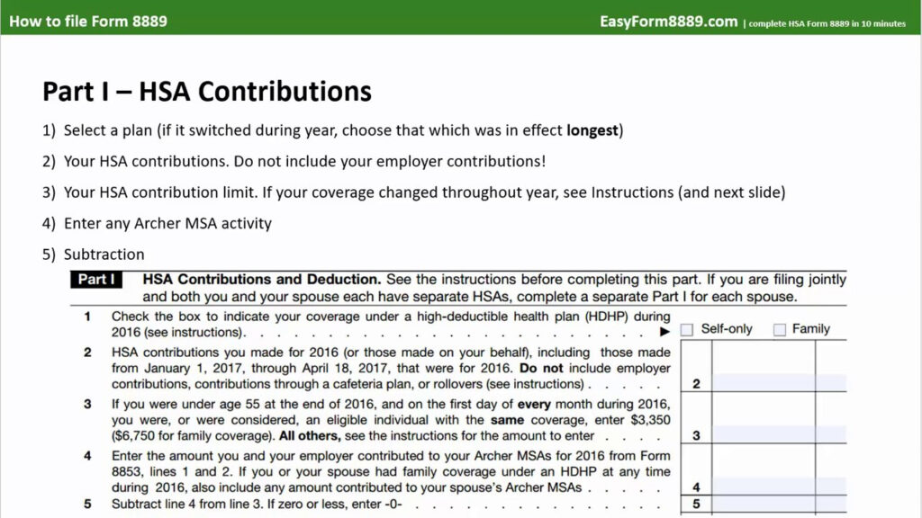 2017 HSA Form 8889 Instructions And Example HSA Edge