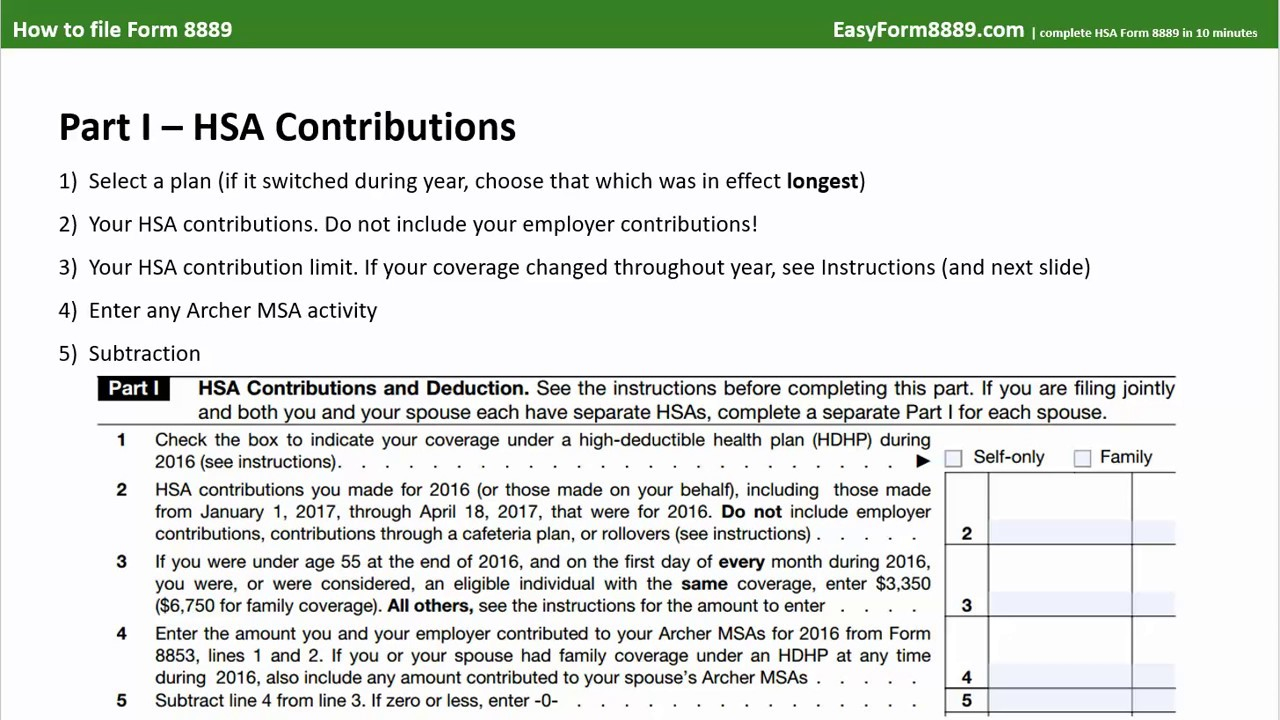 2017 HSA Form 8889 Instructions And Example HSA Edge