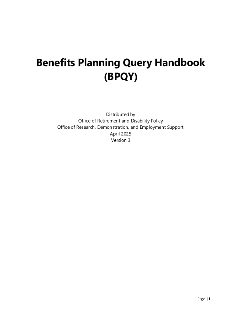 2025 Form SSA Benefits Planning Query Handbook BPQY Fill Online Printable Fillable Blank PdfFiller