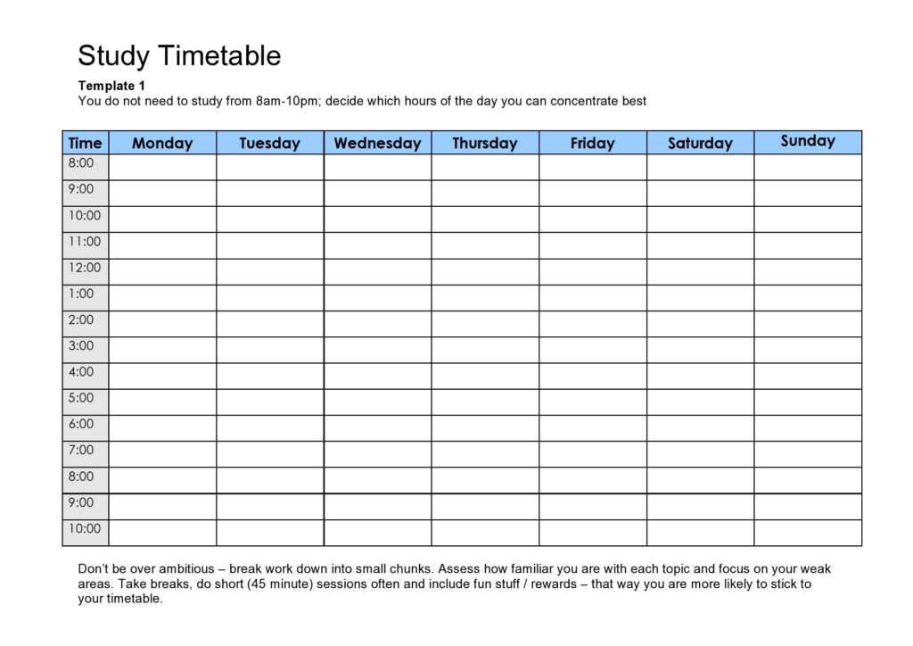 42 Useful Study Plan Templates Word Excel TemplateLab