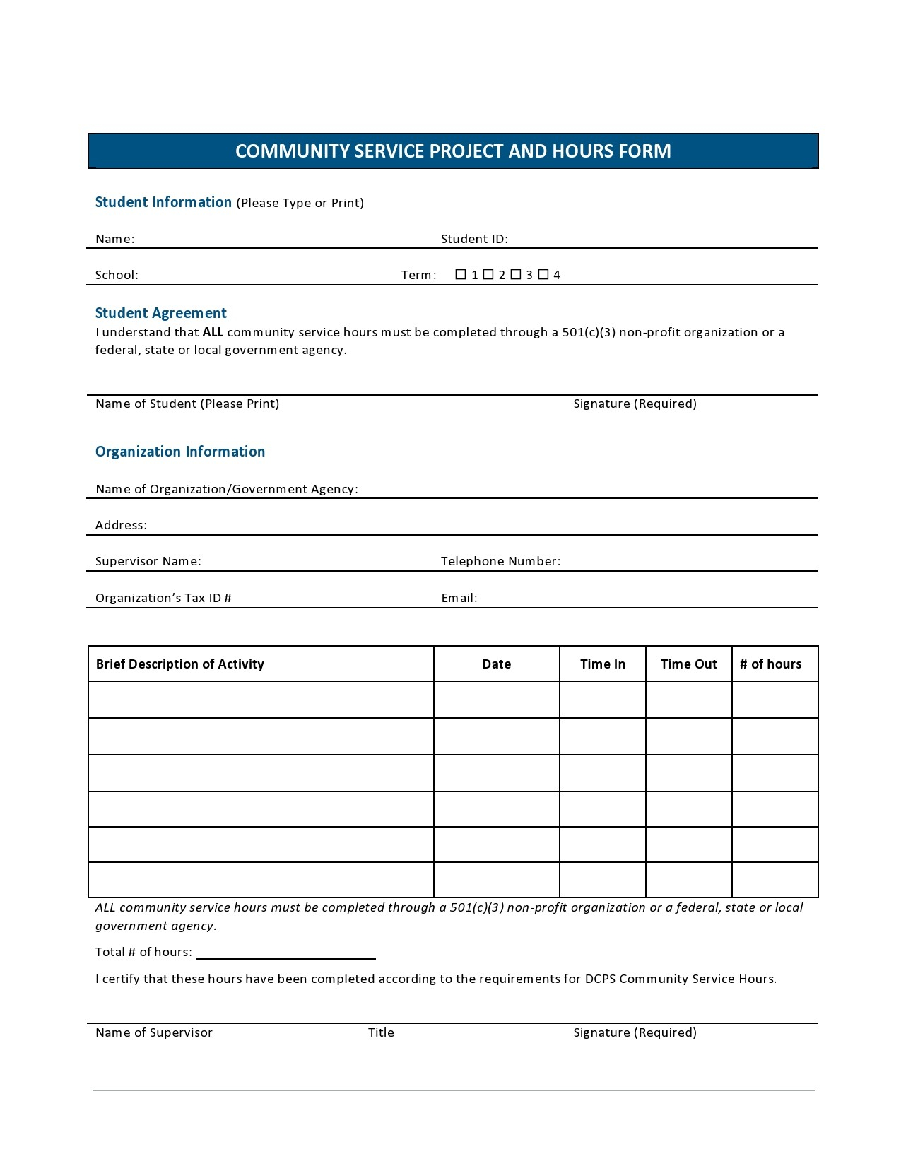 44 Printable Community Service Forms MS Word TemplateLab 44 Printable Community Service Forms MS Word TemplateLab