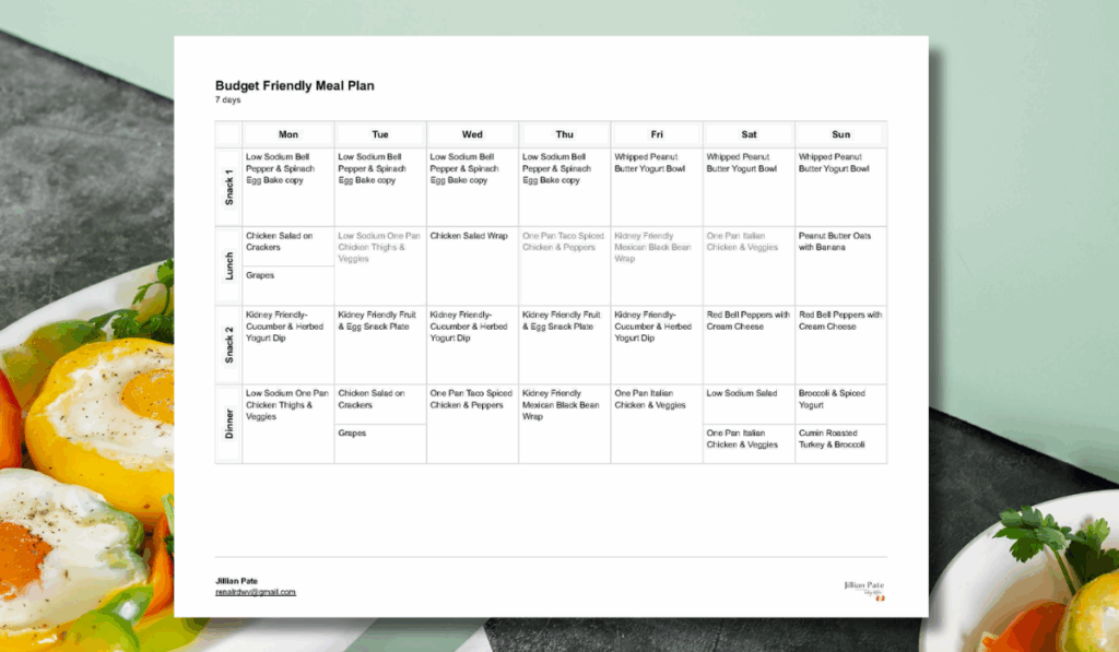 7 Day Meal Plan For Kidney Disease With Grocery Guide And Recipes