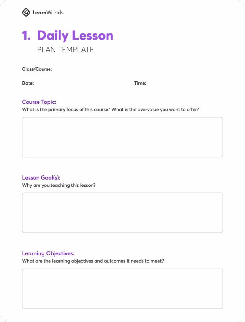 7 Lesson Plan Templates To Use In Your Online Courses LearnWorlds Blog