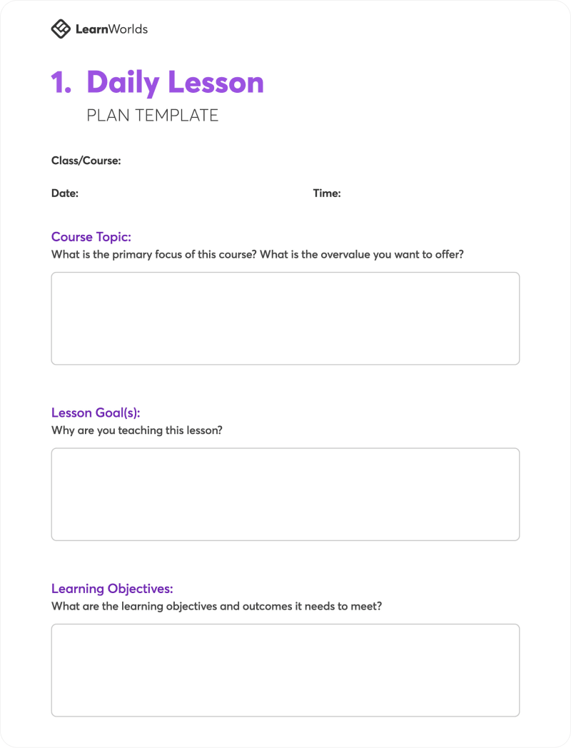 7 Lesson Plan Templates To Use In Your Online Courses LearnWorlds Blog