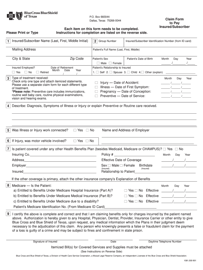 Blue Cross Blue Shield Reimbursement Form Fill Online Printable Fillable Blank PdfFiller