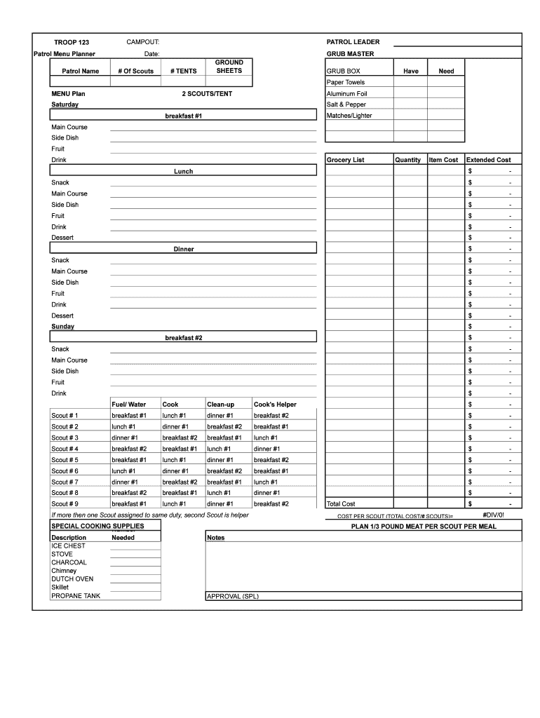 Bsa Menu Fill Out Sign Online DocHub