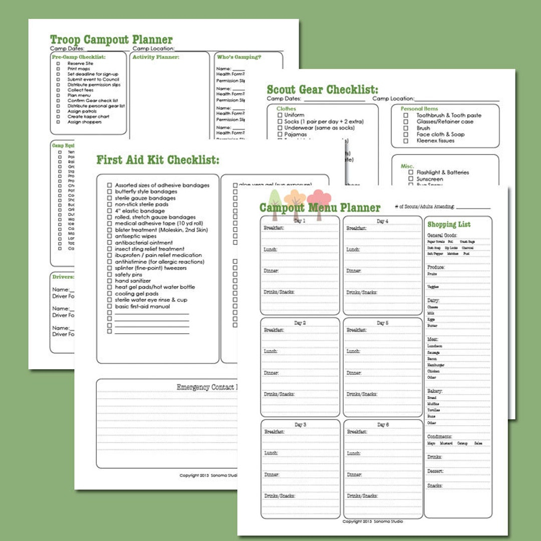 Campout Planner Scout Troop Guide And Planner Etsy