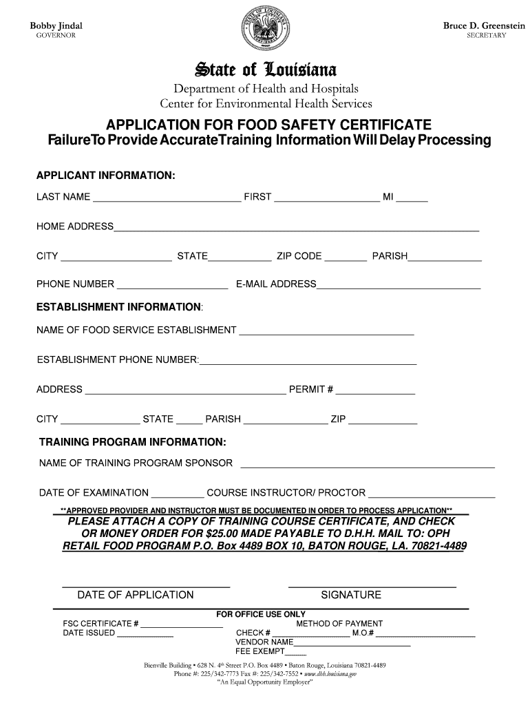 Certification For Food Safety Fill Out Sign Online DocHub