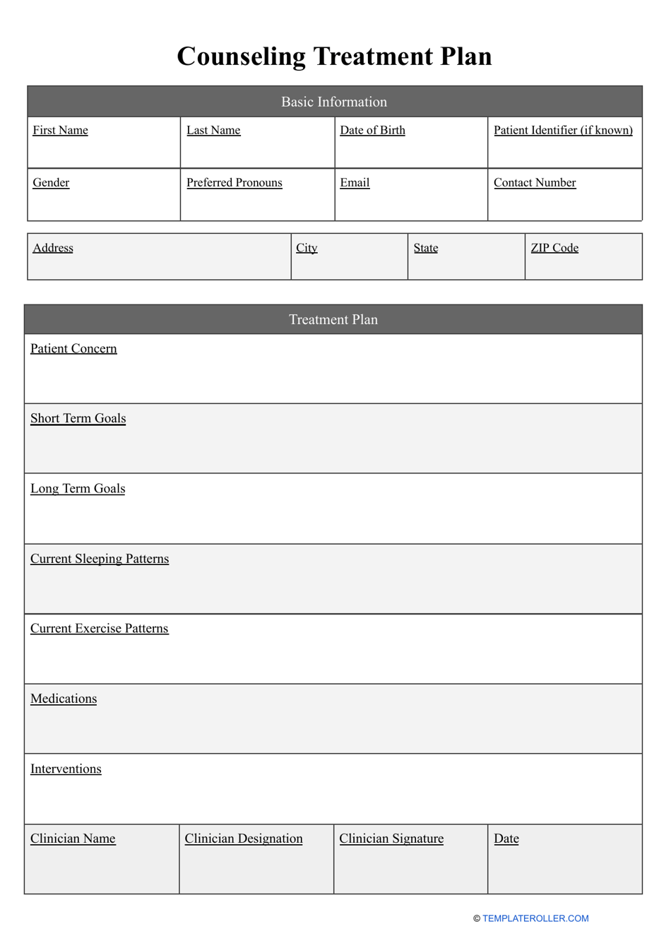 Counseling Treatment Plan Template Download Printable PDF Templateroller Counseling Treatment Plan Template Download Printable PDF Templateroller