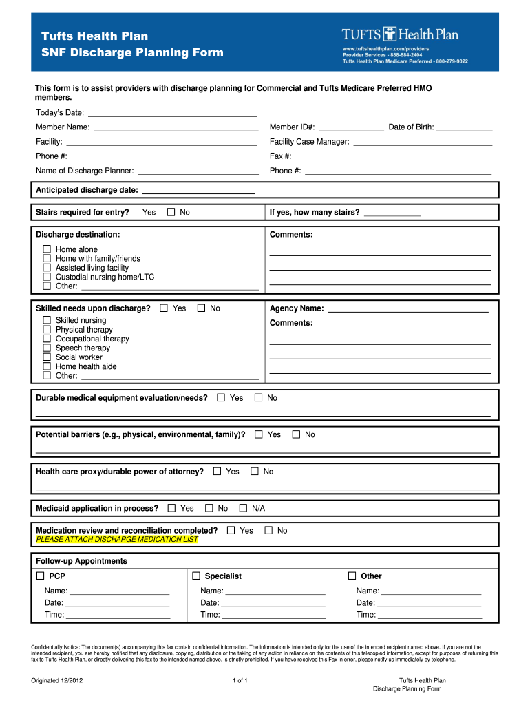 Discharge Planning Form Fill Out Sign Online DocHub