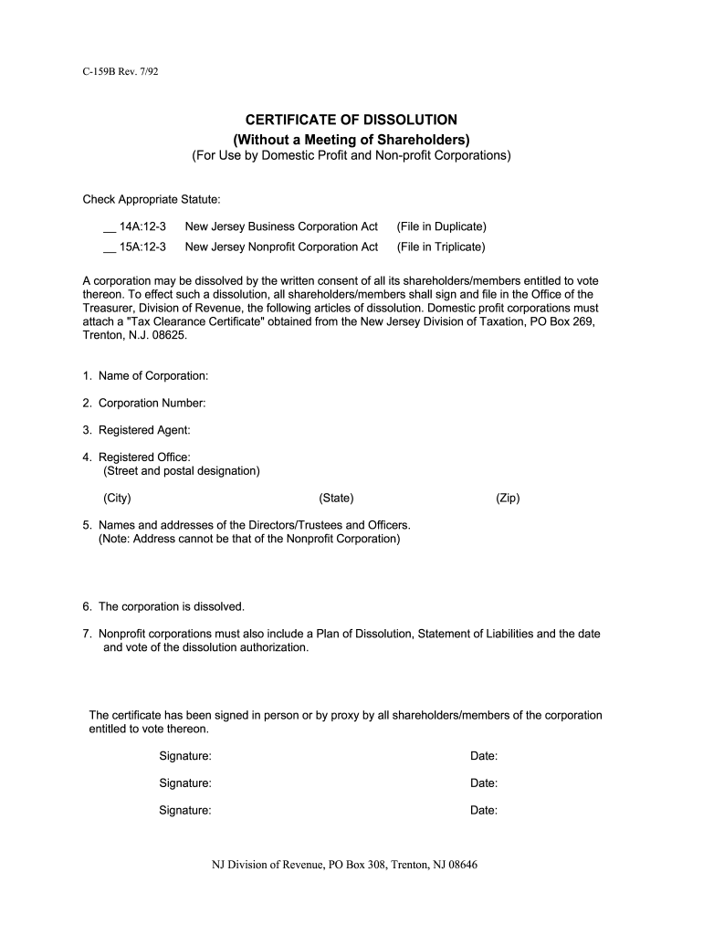 Dissolution Without Meeting Shareholders Fill Online Printable Fillable Blank PdfFiller