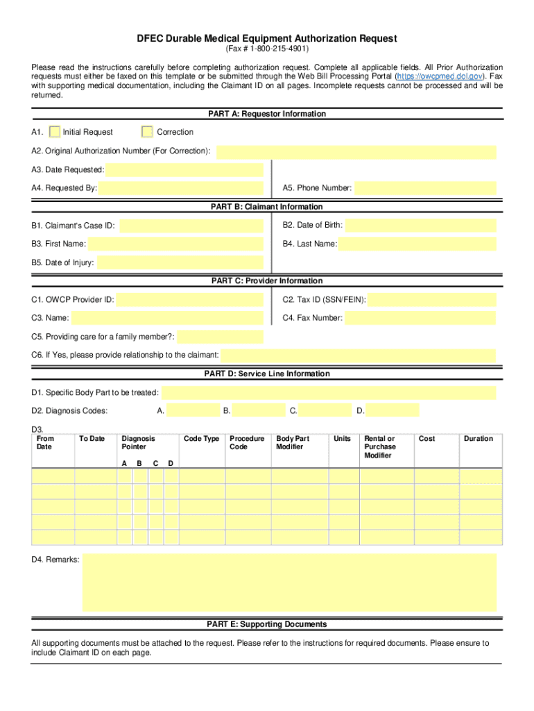 Durable Medical Equipment Authorization Request Fill Out Sign Online DocHub