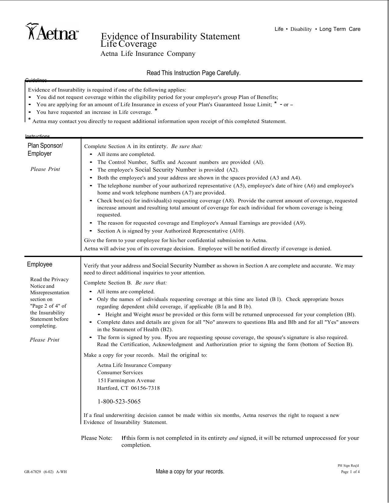 Evidence Of Insurability Statement Life Coverage Evidence Of Insurability Statement Life Coverage