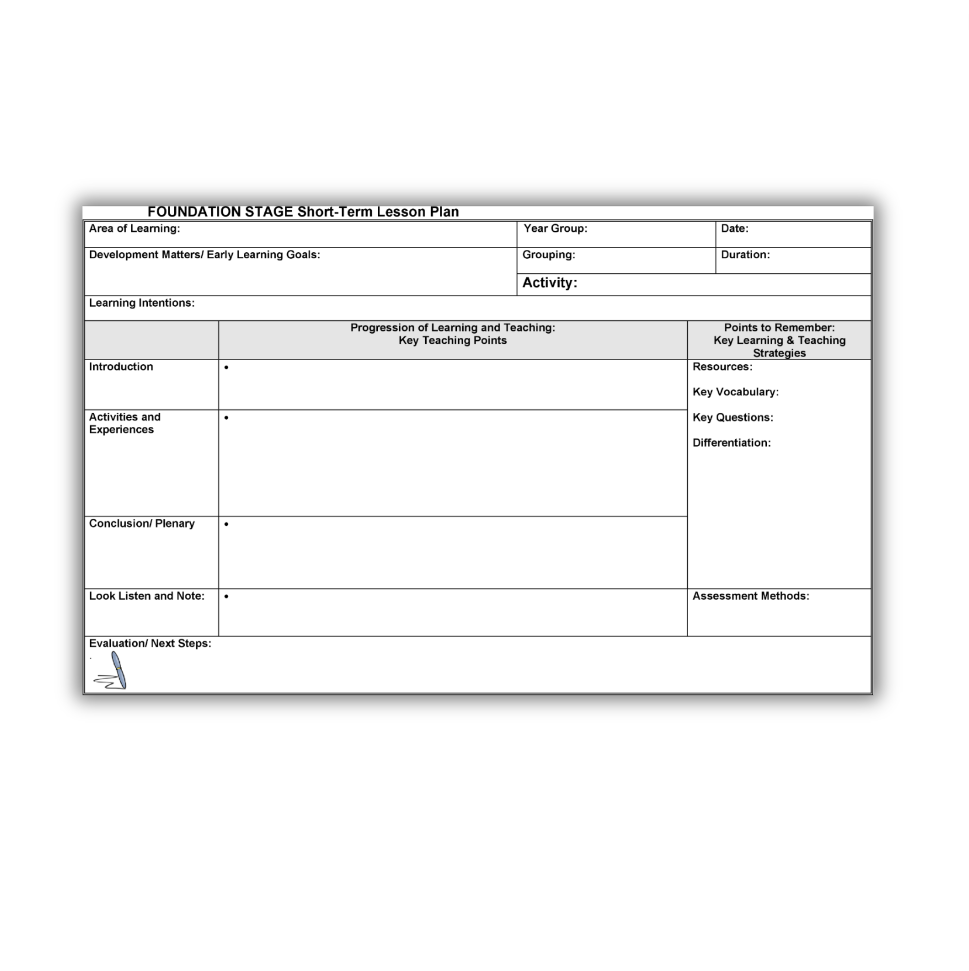 EYFS Planning Lesson Plan Template Teachwire