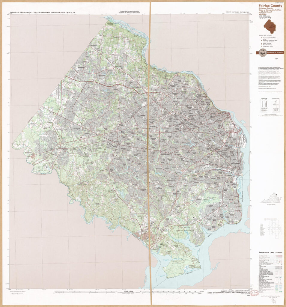 Fairfax County Arlington County Cities Of Alexandria Fairfax And Falls Church Virginia 1 50 000 scale Topographic Map Library Of Congress