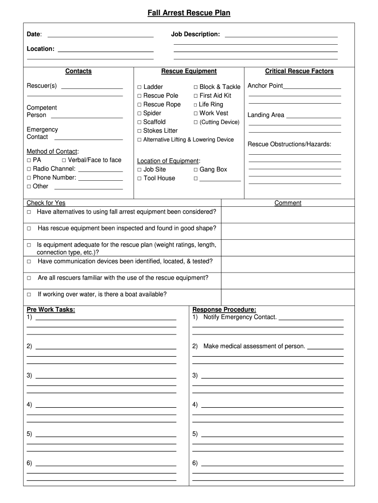 Fall Rescue Plan Template Fill Online Printable Fillable Blank PdfFiller