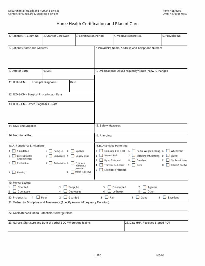 Form CMS 485 Fill Out Sign Online And Download Printable PDF Templateroller