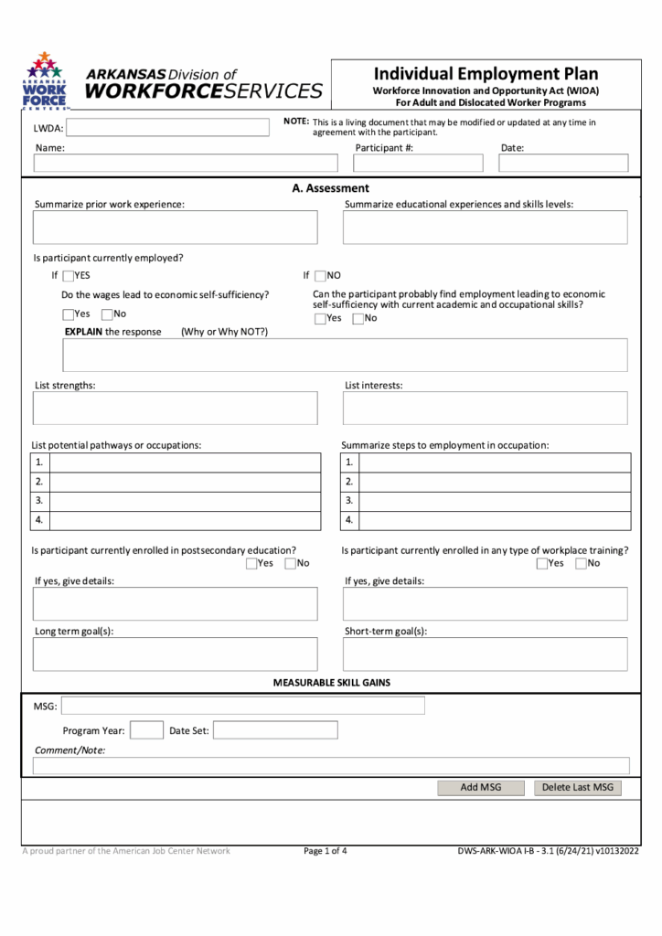 Form DWS ARK WIOA I B3 1 Fill Out Sign Online And Download Fillable PDF Arkansas Templateroller