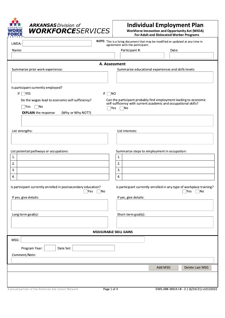 Form DWS ARK WIOA I B3 1 Fill Out Sign Online And Download Fillable PDF Arkansas Templateroller Form DWS ARK WIOA I B3 1 Fill Out Sign Online And Download Fillable PDF Arkansas Templateroller