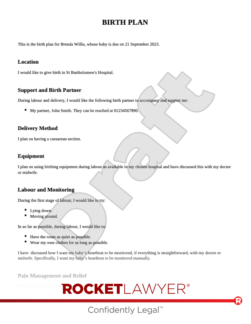 Free Birth Plan Template FAQs Rocket Lawyer UK Free Birth Plan Template FAQs Rocket Lawyer UK