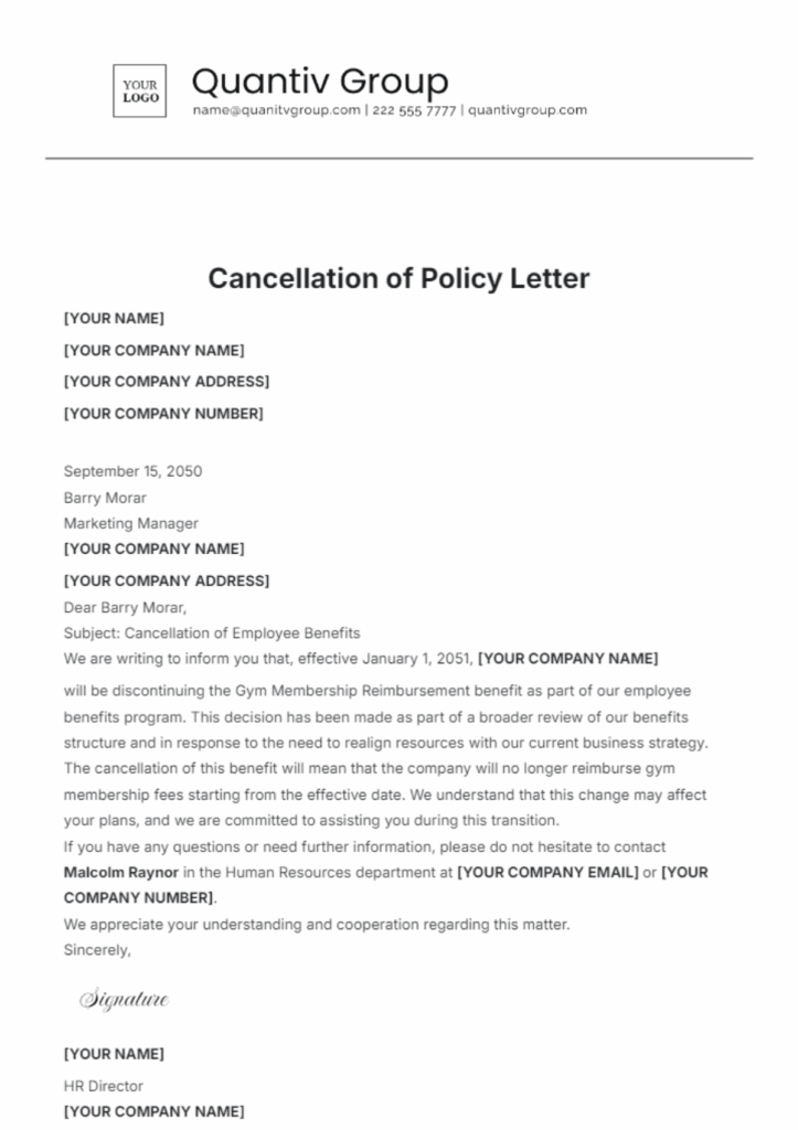 Free Cancellation Letter Templates Editable And Printable