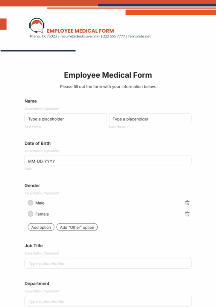 Free Employee Medical Form Template To Edit Online
