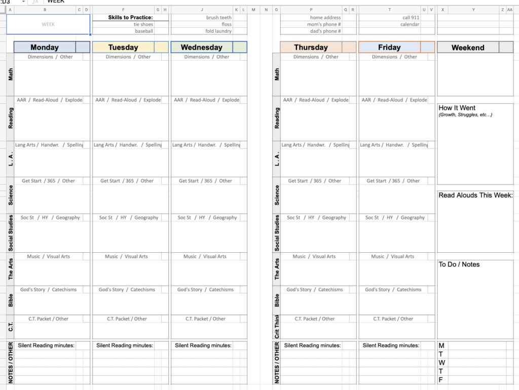Free Homeschool Lesson Plan Template In Google Sheets Printable Lesson Planner Personalize It Teacher Tutor Mom