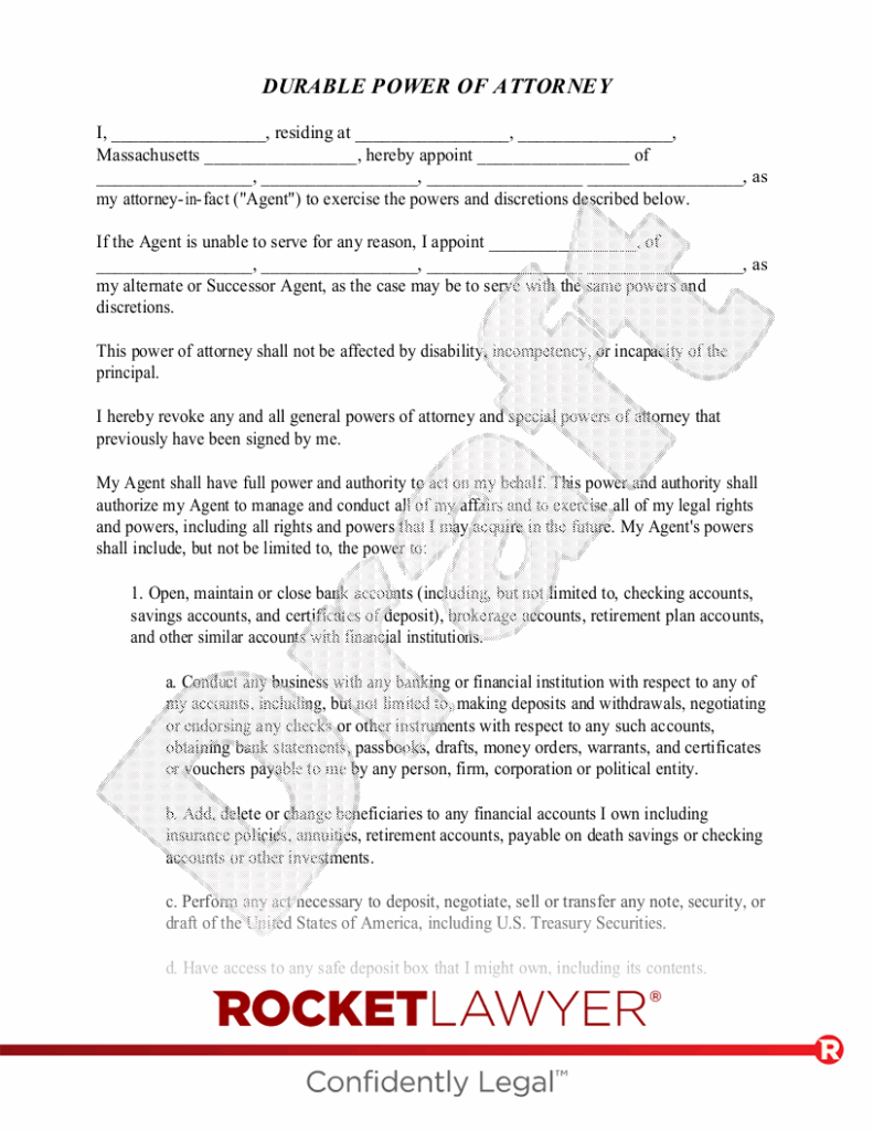 Free Massachusetts Power Of Attorney Make Download Rocket Lawyer
