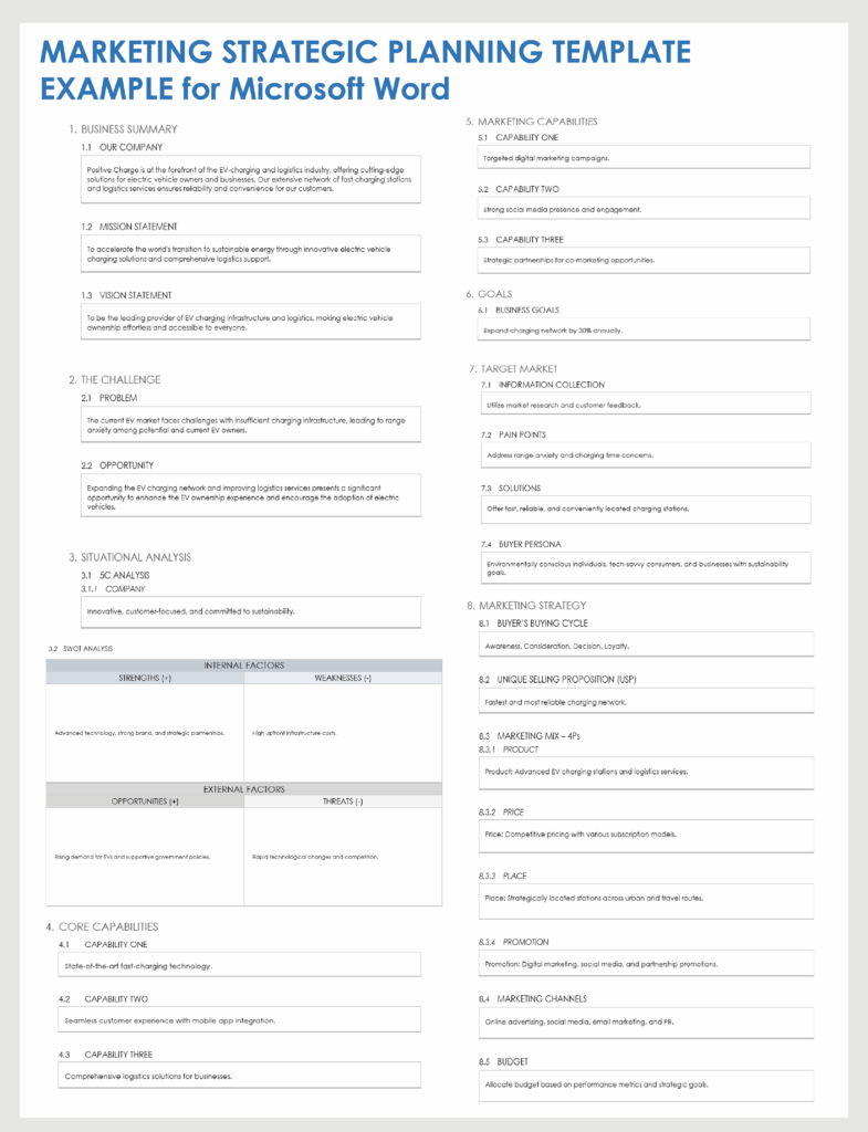 Free MS Word Strategic Planning Templates With Sample Data