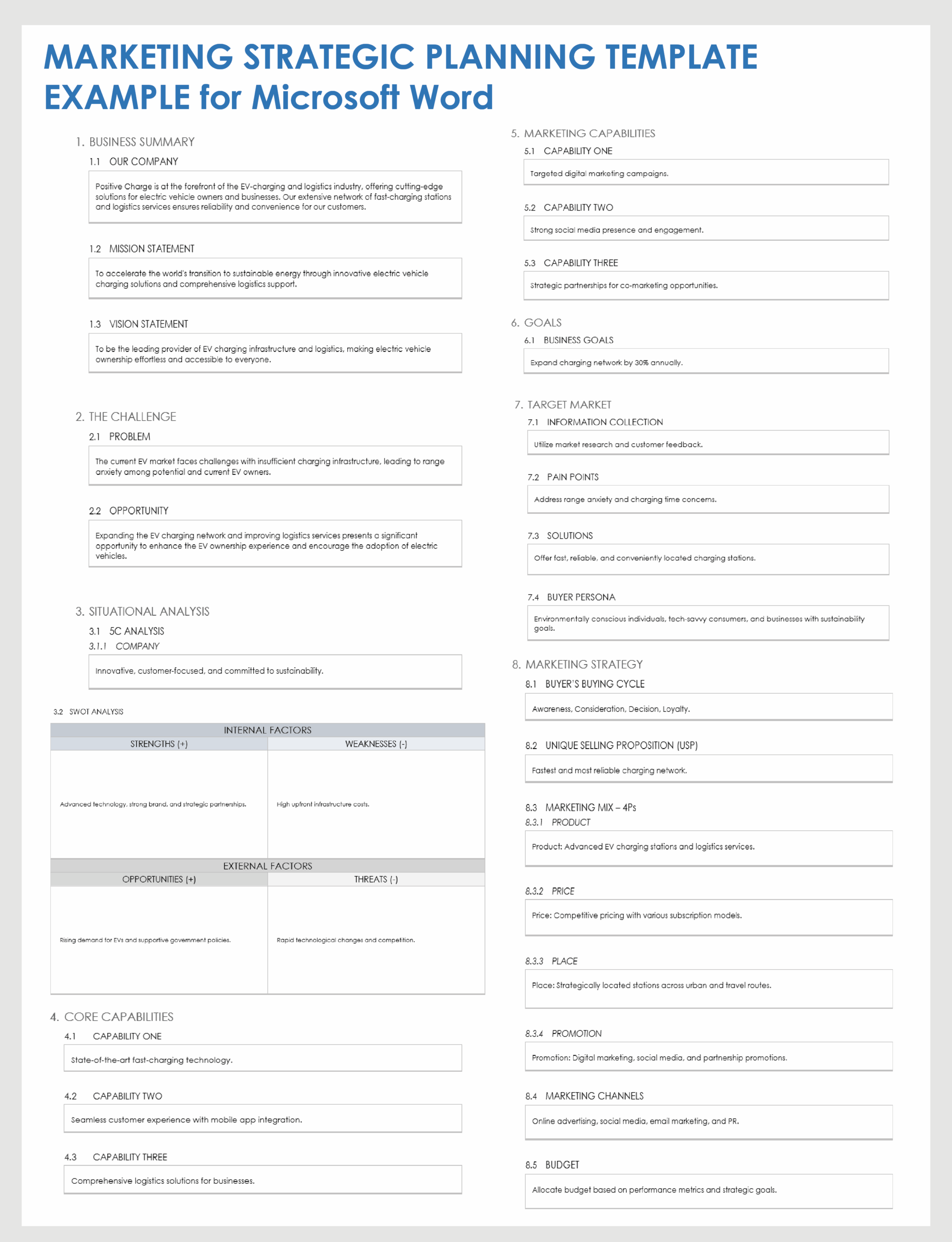 Free MS Word Strategic Planning Templates With Sample Data Free MS Word Strategic Planning Templates With Sample Data