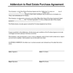 Free Real Estate Purchase Agreement Addendum PDF Word
