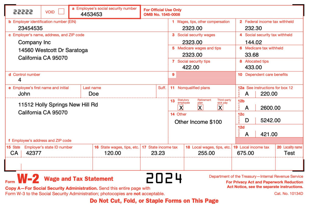 Free W2 Form Generator Create A W2 Form In One Click