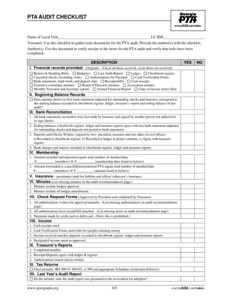 Ga Pta Audit Form Fill Out Printable PDF Forms Online