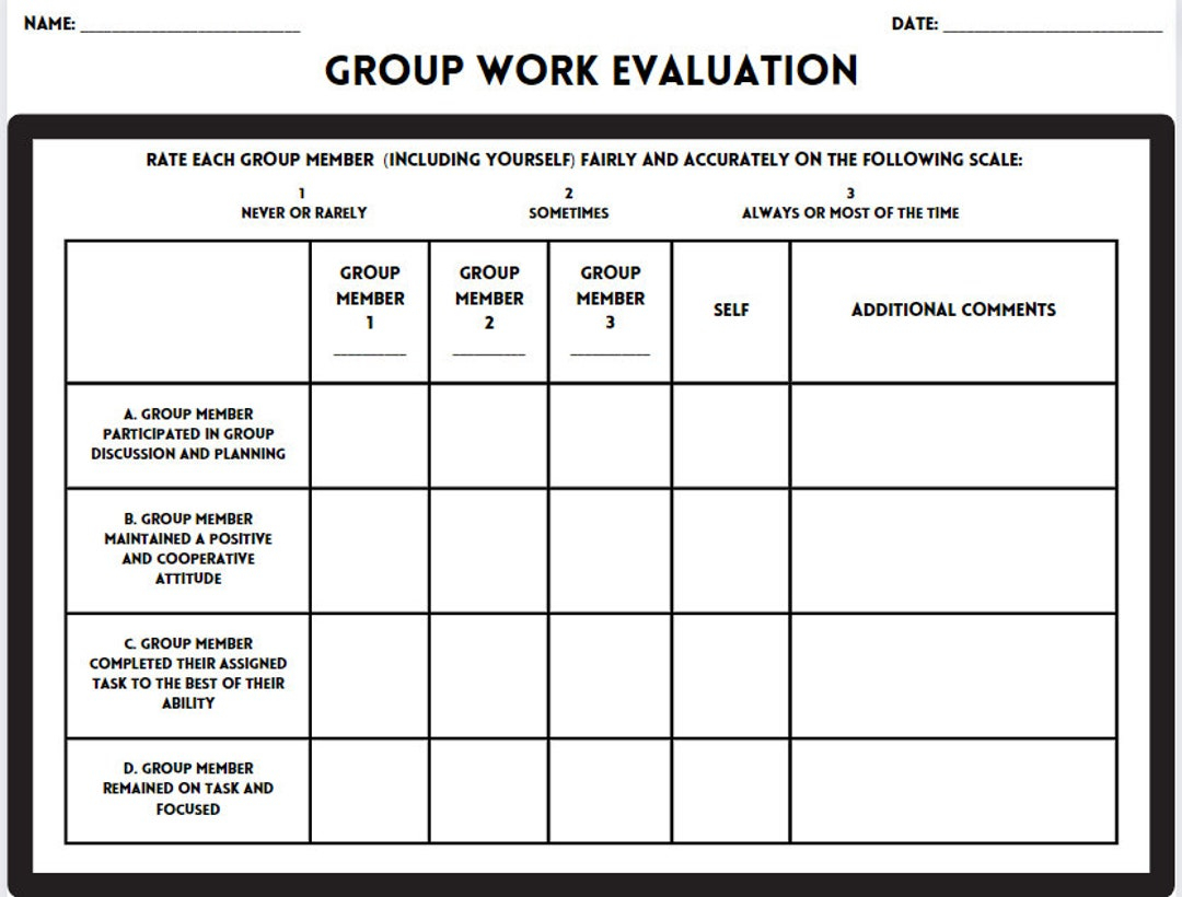 Group Work Evaluation Form For Classroom 100 Customizable Canva Template Etsy Group Work Evaluation Form For Classroom 100 Customizable Canva Template Etsy
